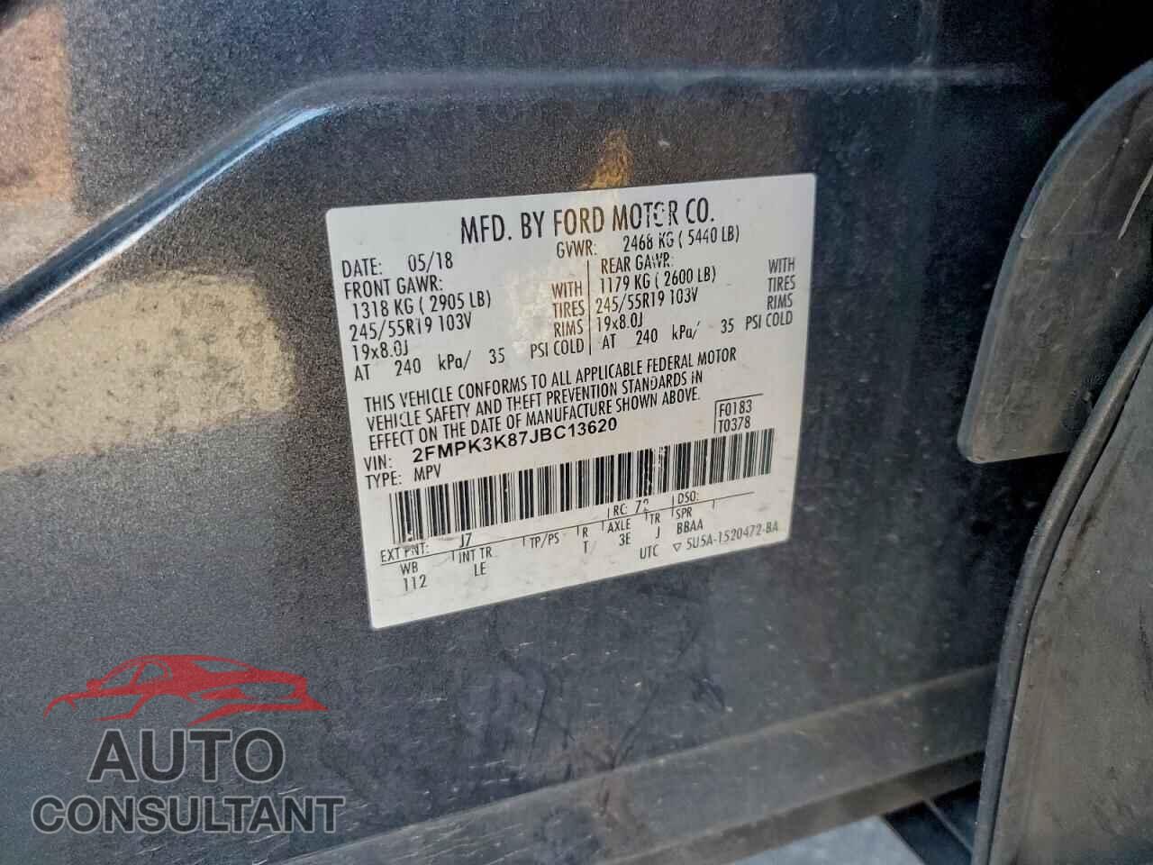 FORD EDGE 2018 - 2FMPK3K87JBC13620