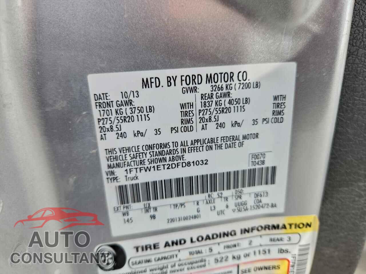 FORD F-150 2013 - 1FTFW1ET2DFD81032