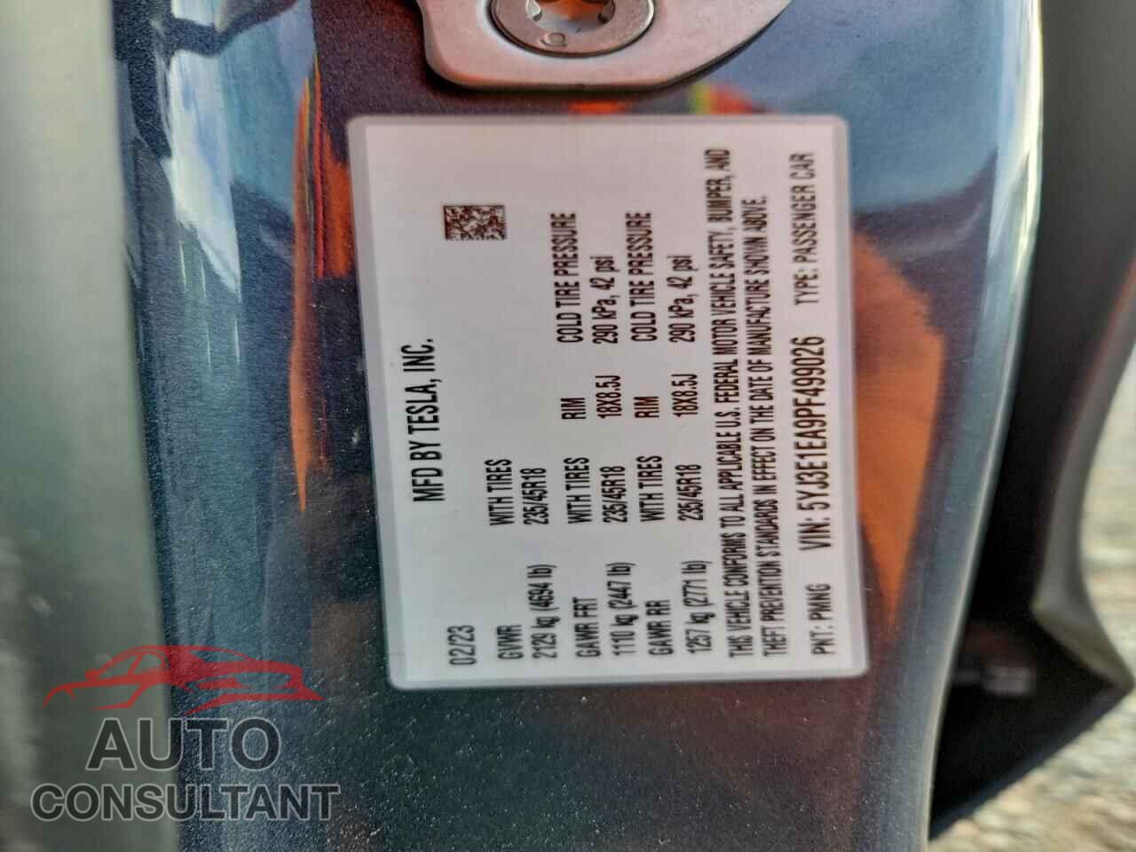 TESLA MODEL 3 2023 - 5YJ3E1EA9PF499026