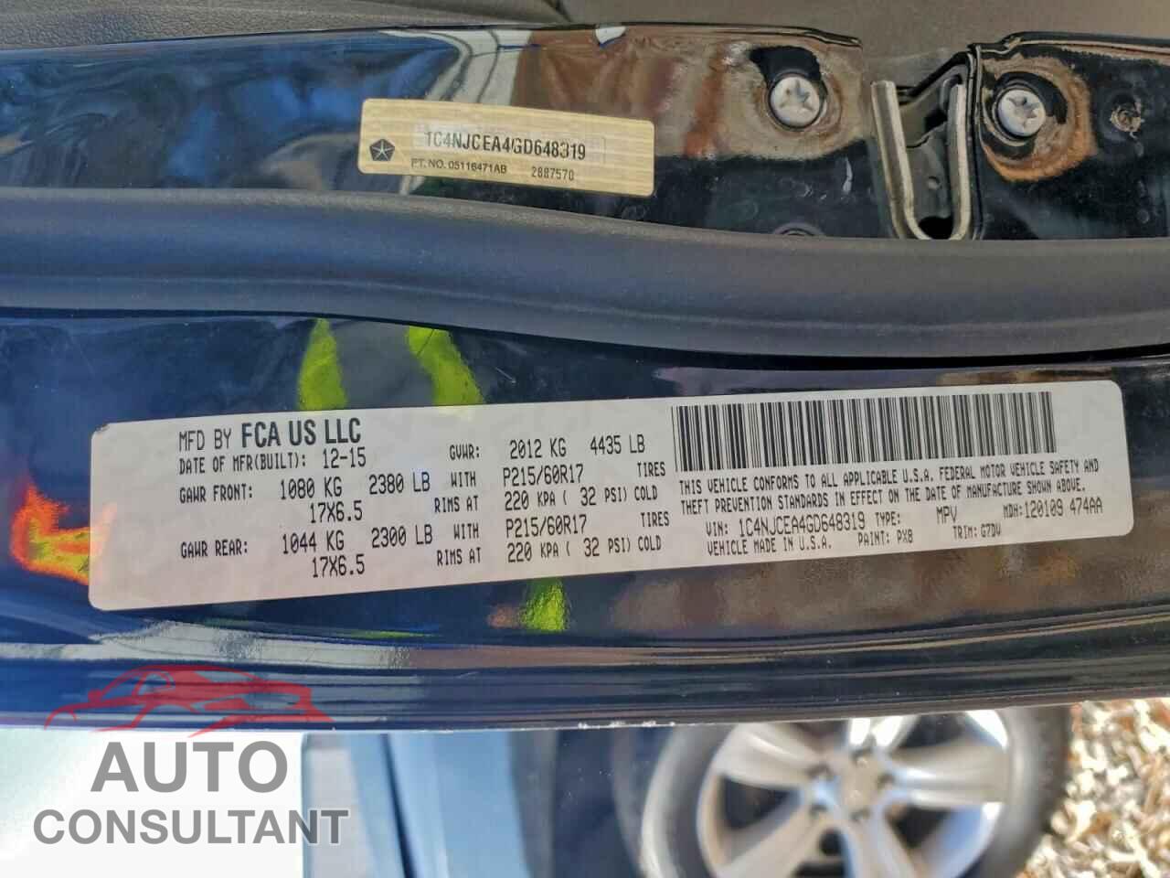 JEEP COMPASS 2016 - 1C4NJCEA4GD648319