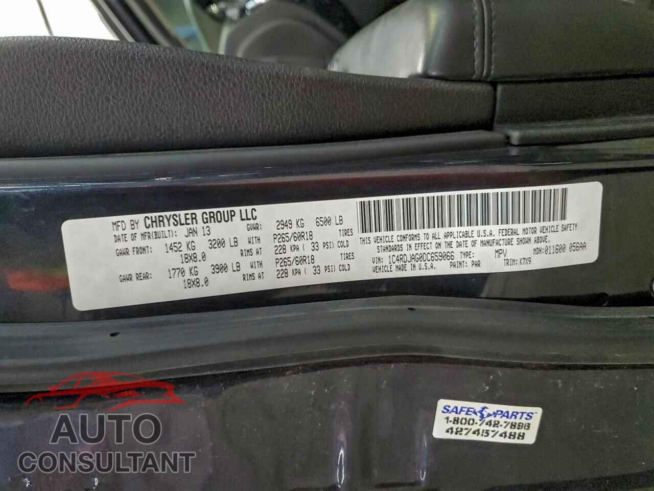 DODGE DURANGO 2013 - 1C4RDJAG0DC659066