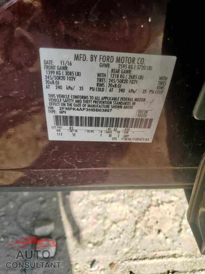 FORD EDGE 2017 - 2FMPK4AP3HBB03897
