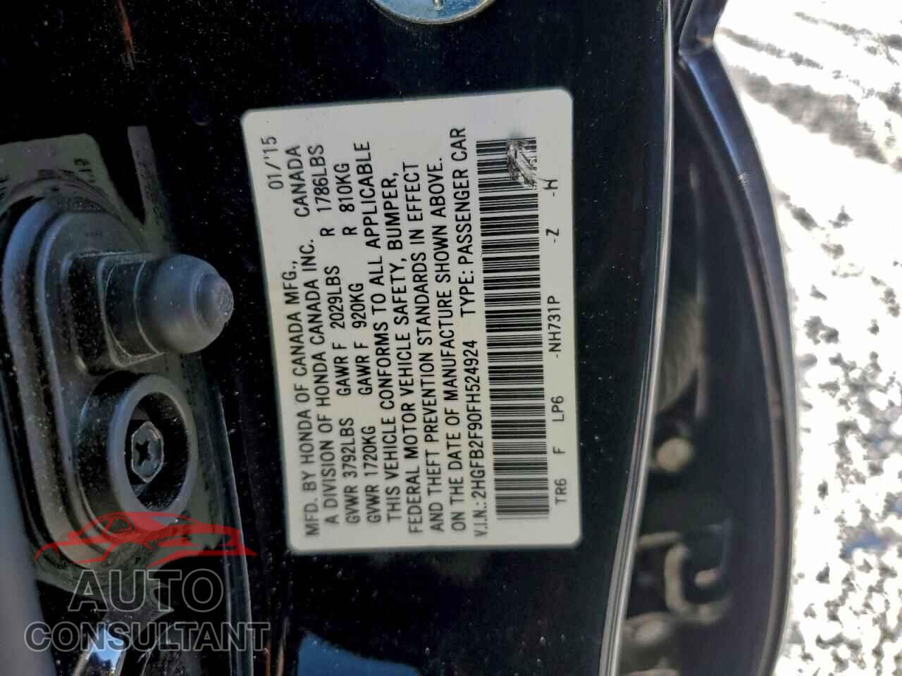 HONDA CIVIC 2015 - 2HGFB2F90FH524924