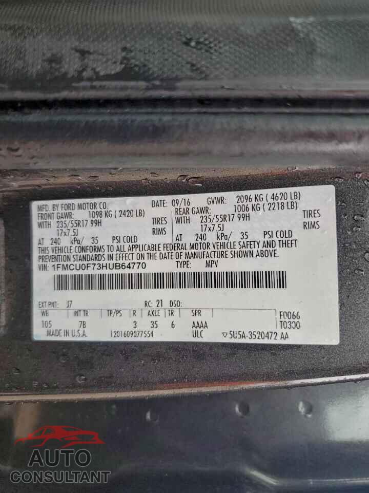 FORD ESCAPE 2017 - 1FMCU0F73HUB64770