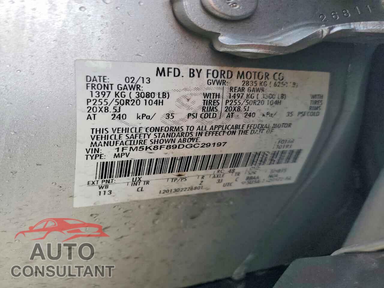 FORD EXPLORER 2013 - 1FM5K8F89DGC29197