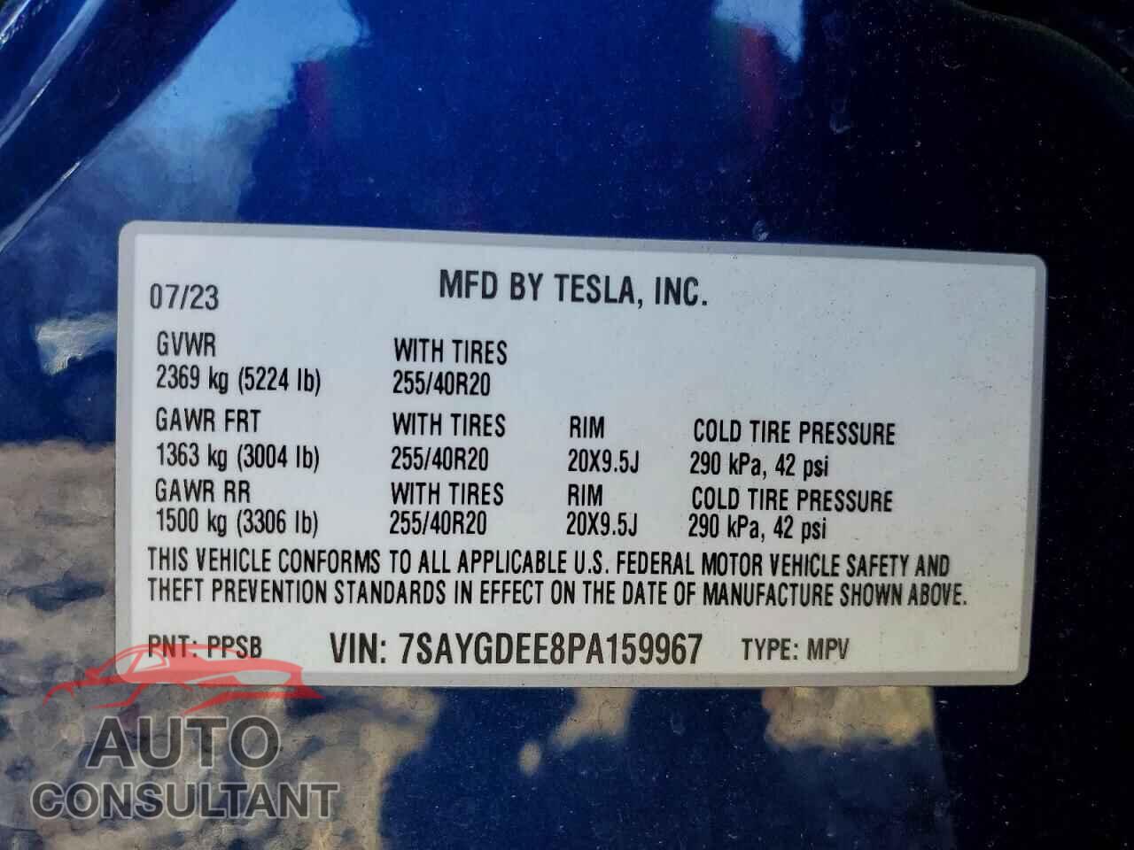 TESLA MODEL Y 2023 - 7SAYGDEE8PA159967