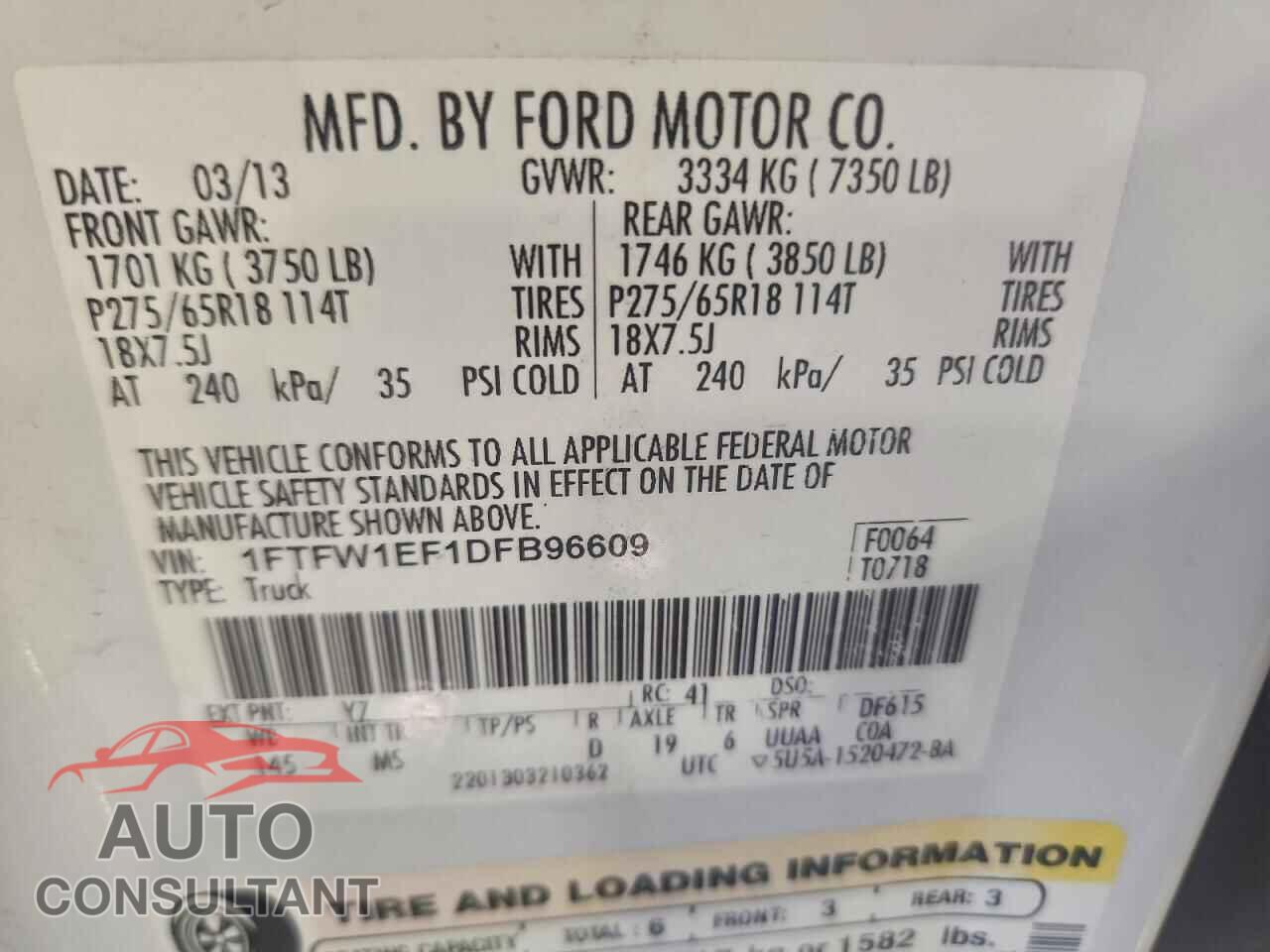 FORD F-150 2013 - 1FTFW1EF1DFB96609