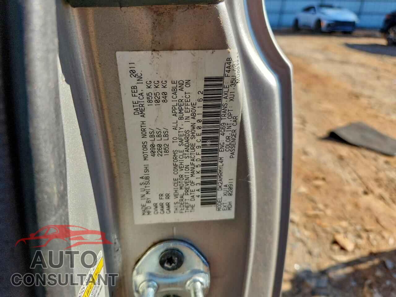 MITSUBISHI ECLIPSE 2012 - 4A31K5DF9CE001162