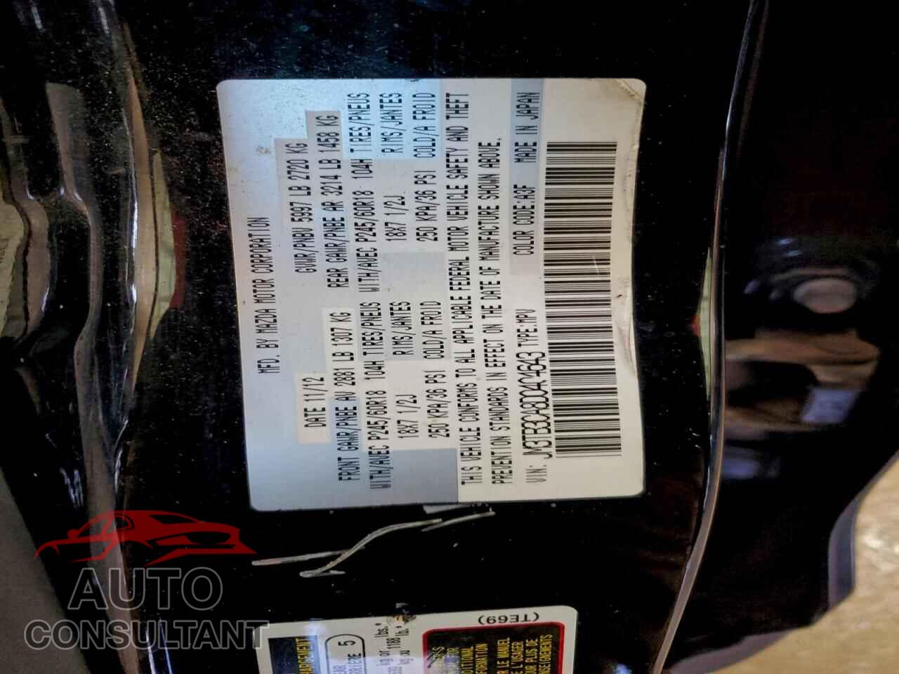 MAZDA CX-9 2013 - JM3TB3CA8D0404643
