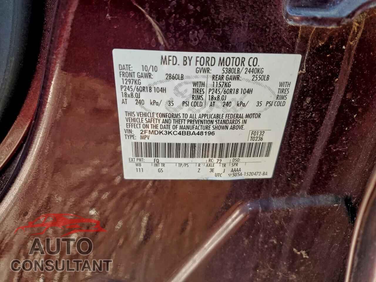 FORD EDGE 2011 - 2FMDK3KC4BBA48196