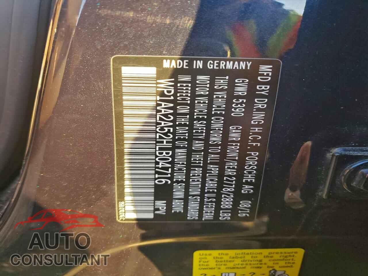 PORSCHE MACAN 2017 - WP1AA2A52HLB04716