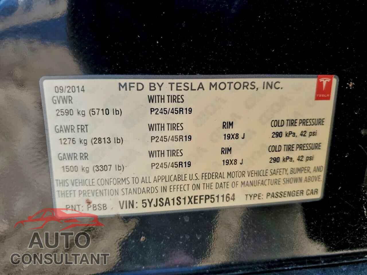 TESLA MODEL S 2014 - 5YJSA1S1XEFP51164