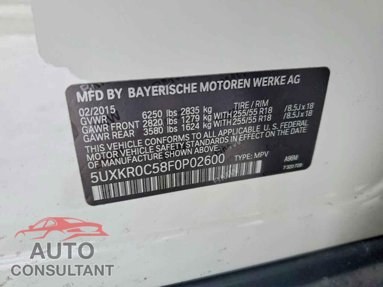 BMW X5 2015 - 5UXKR0C58F0P02600