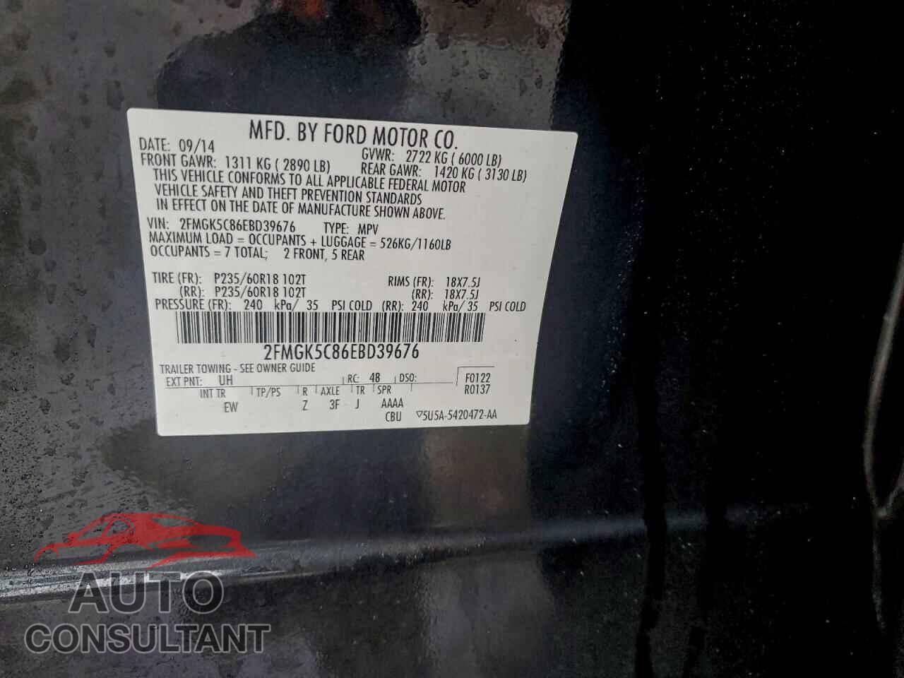 FORD FLEX 2014 - 2FMGK5C86EBD39676
