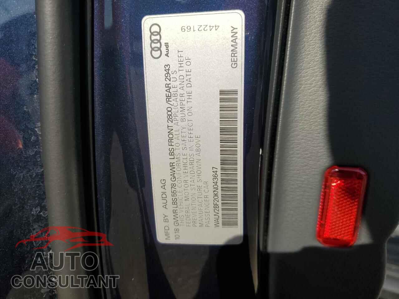 AUDI A7 2019 - WAUV2BF20KN043647