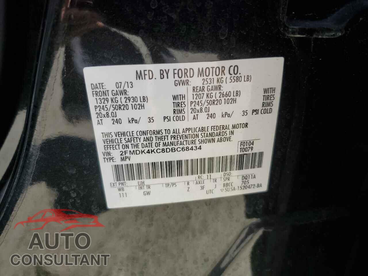 FORD EDGE 2013 - 2FMDK4KC8DBC68434