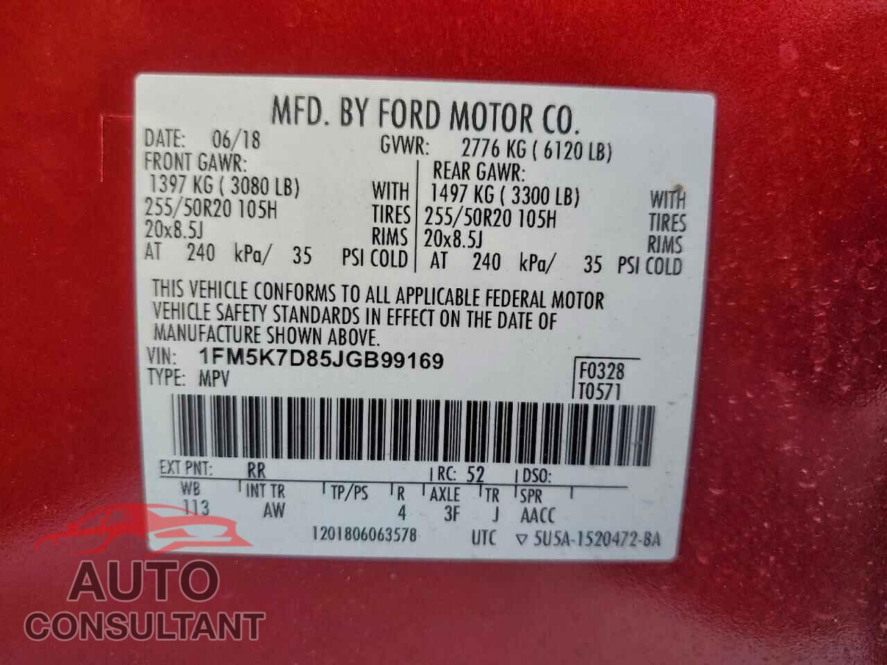 FORD EXPLORER 2018 - 1FM5K7D85JGB99169
