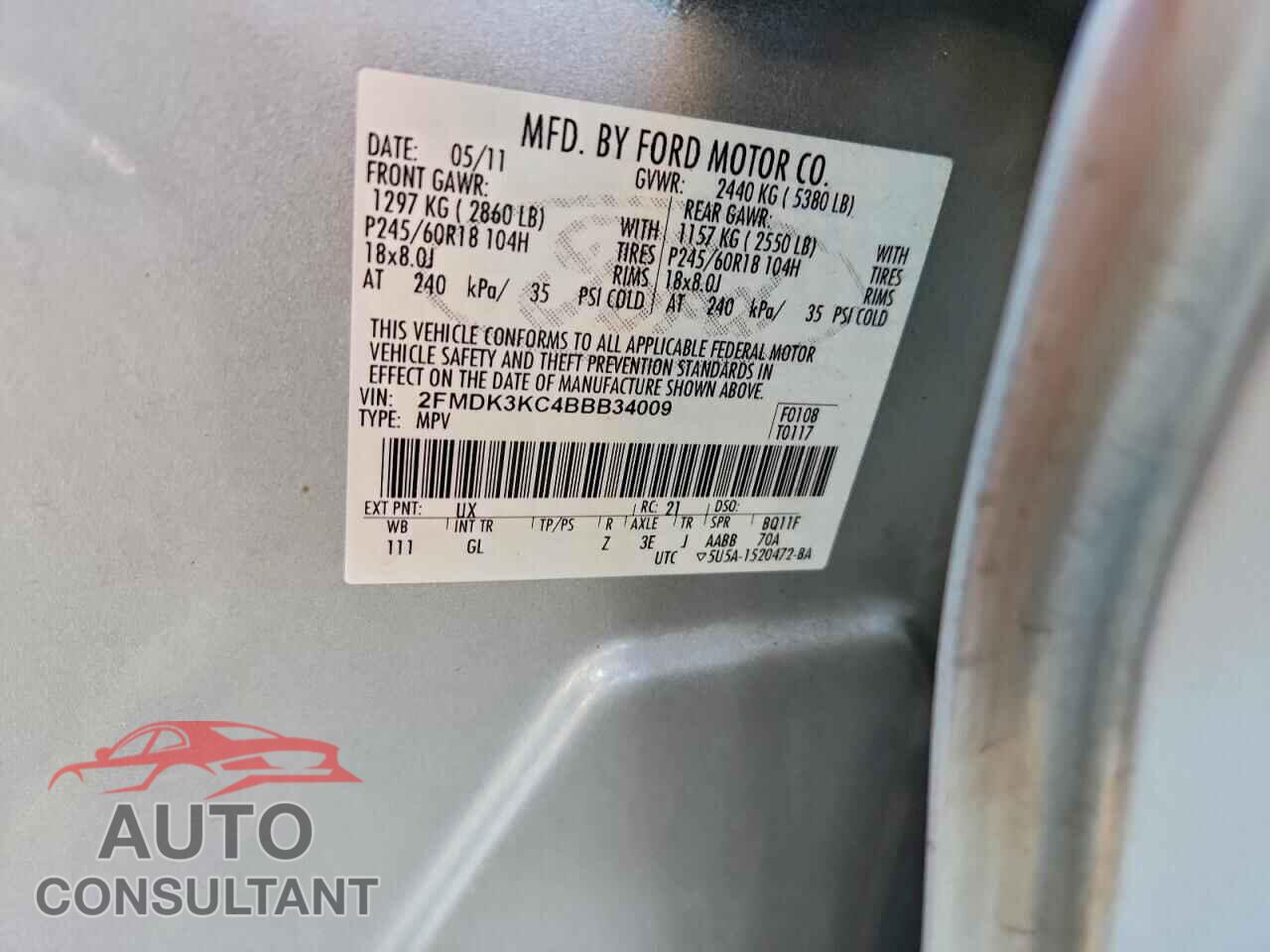 FORD EDGE 2011 - 2FMDK3KC4BBB34009