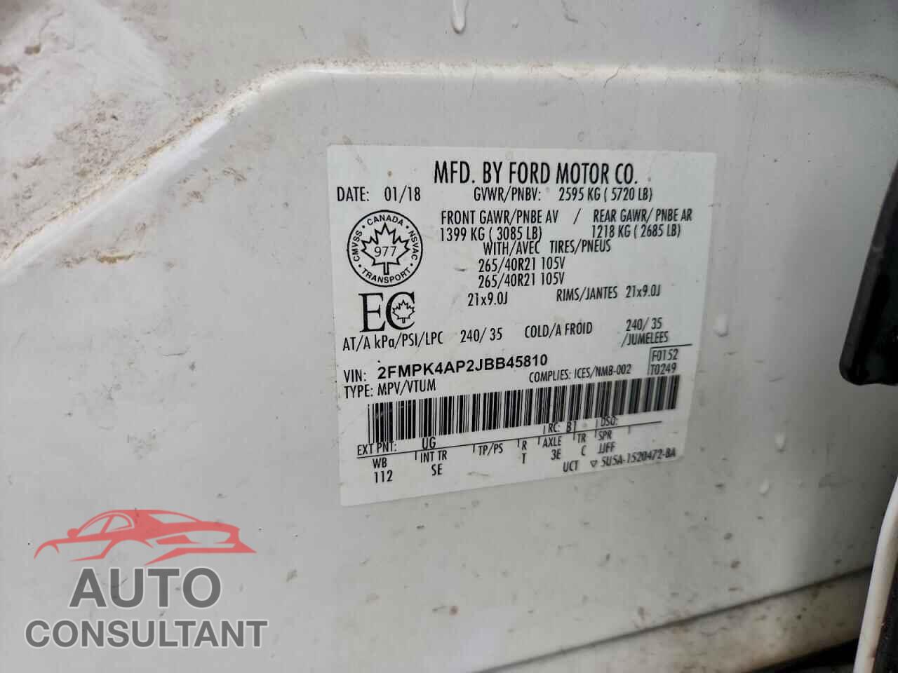 FORD EDGE 2018 - 2FMPK4AP2JBB45810