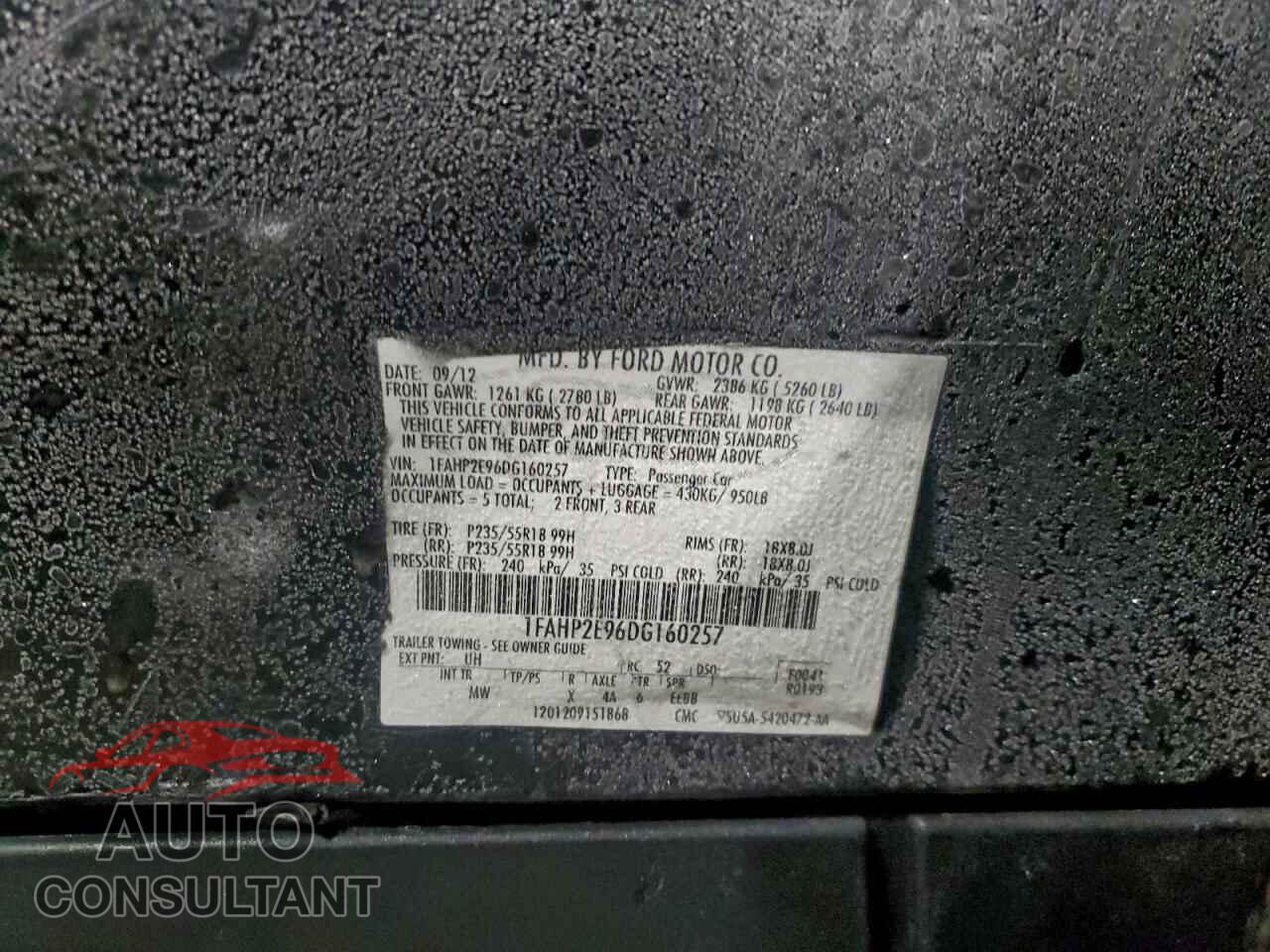 FORD TAURUS 2013 - 1FAHP2E96DG160257