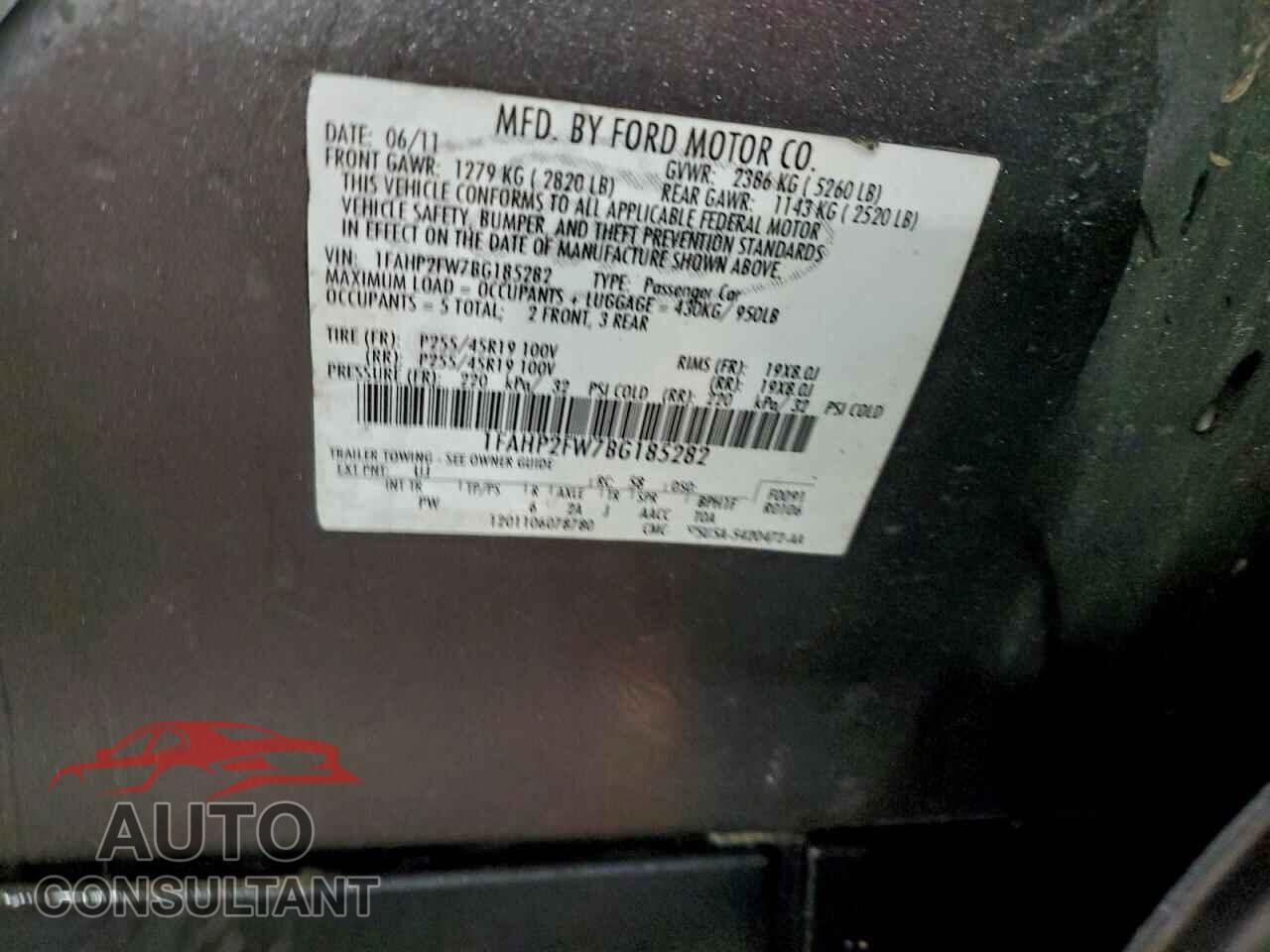 FORD TAURUS 2011 - 1FAHP2FW7BG185282