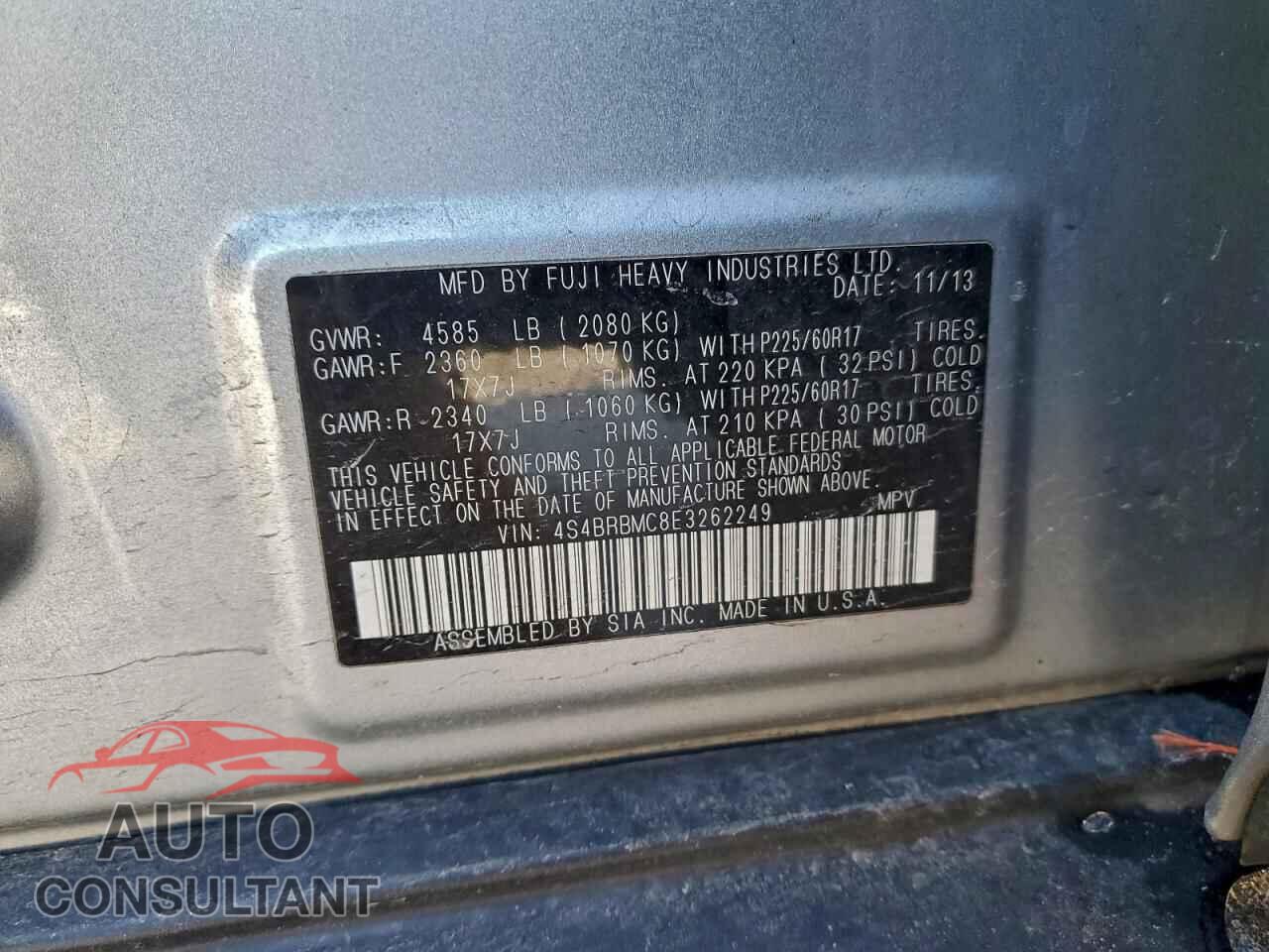 SUBARU OUTBACK 2014 - 4S4BRBMC8E3262249