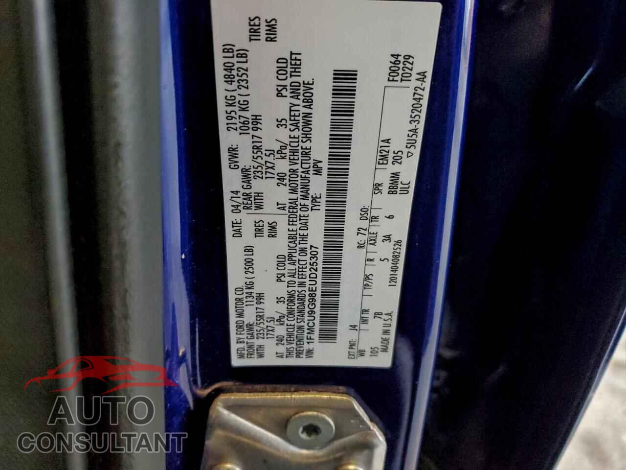 FORD ESCAPE 2014 - 1FMCU9G98EUD25307