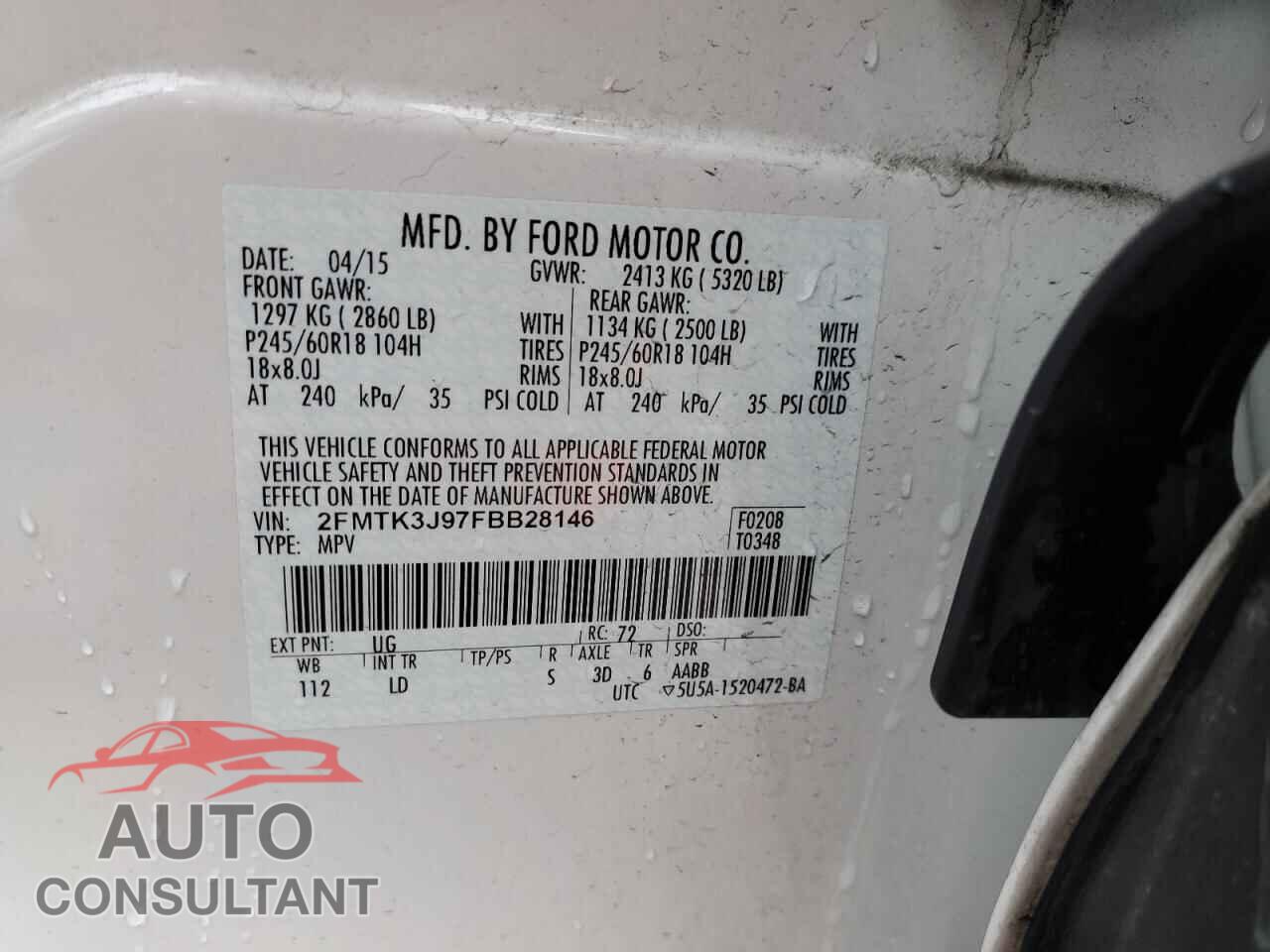 FORD EDGE 2015 - 2FMTK3J97FBB28146