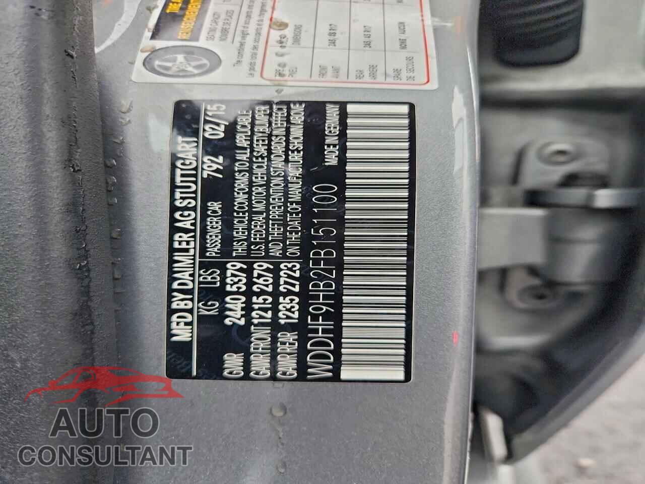 MERCEDES-BENZ E-CLASS 2015 - WDDHF9HB2FB151100