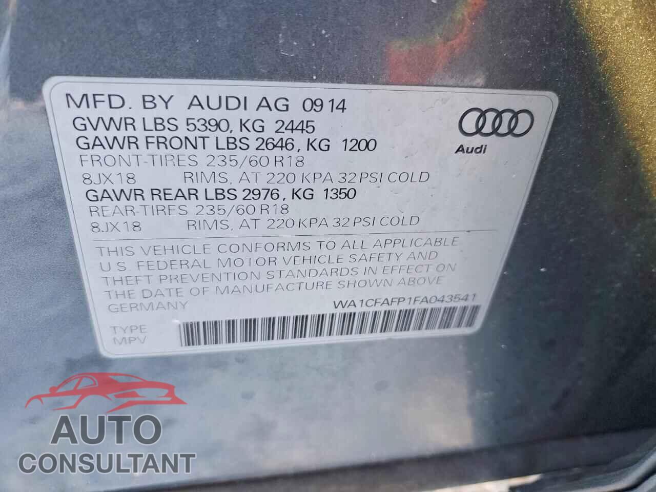 AUDI Q5 2015 - WA1CFAFP1FA043541
