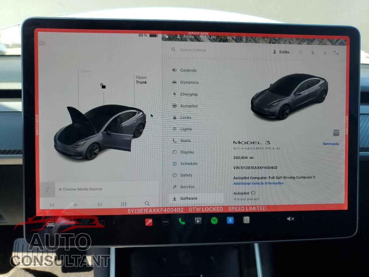 TESLA MODEL 3 2019 - 5YJ3E1EAXKF400402