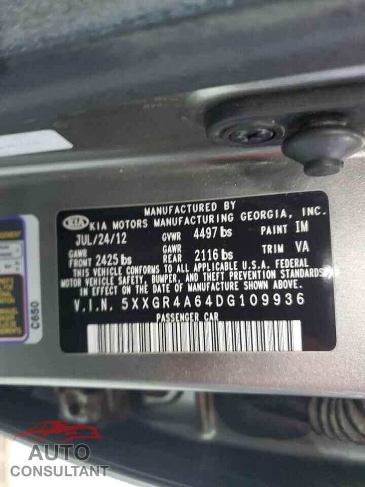 KIA OPTIMA 2013 - 5XXGR4A64DG109936