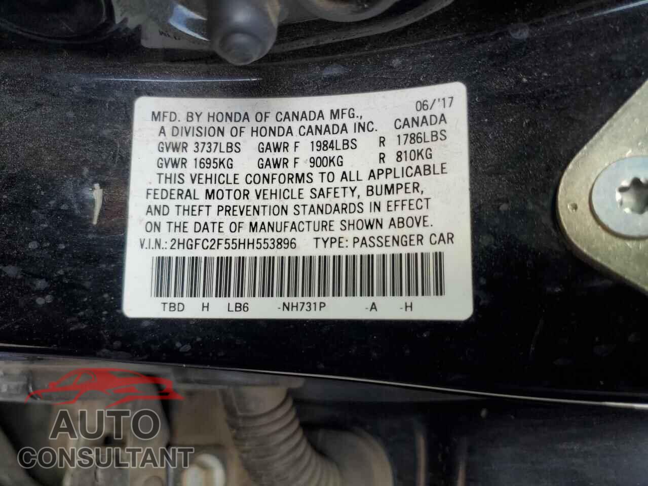 HONDA CIVIC 2017 - 2HGFC2F55HH553896