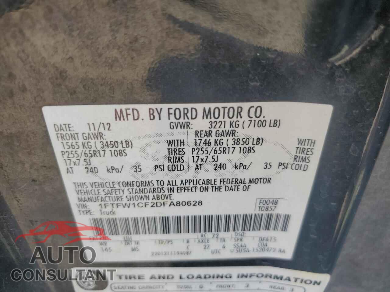 FORD F-150 2013 - 1FTFW1CF2DFA80628