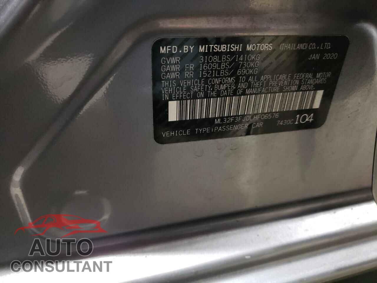 MITSUBISHI MIRAGE 2020 - ML32F3FJ0LHF06576