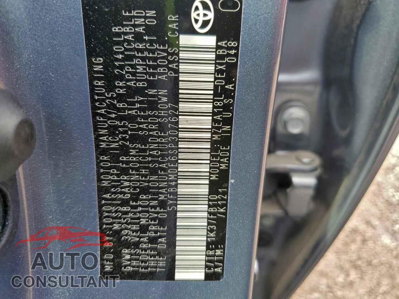 TOYOTA COROLLA 2025 - 5YFB4MDE6SP307627