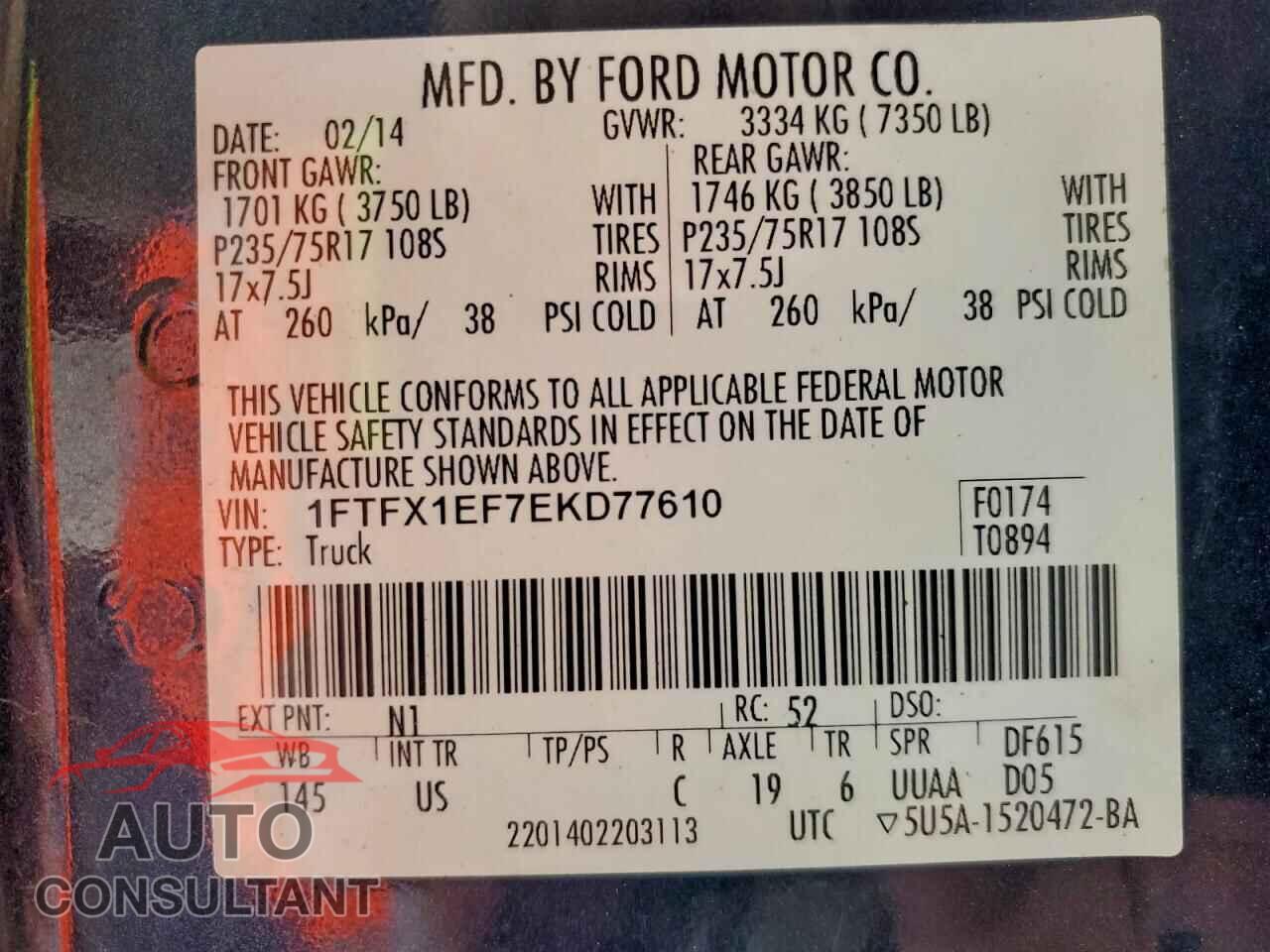 FORD F-150 2014 - 1FTFX1EF7EKD77610