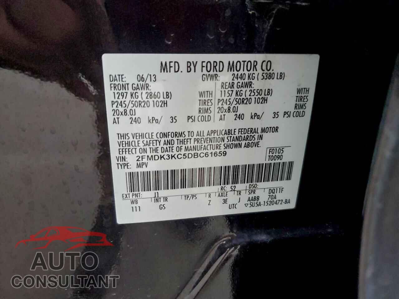 FORD EDGE 2013 - 2FMDK3KC5DBC61659