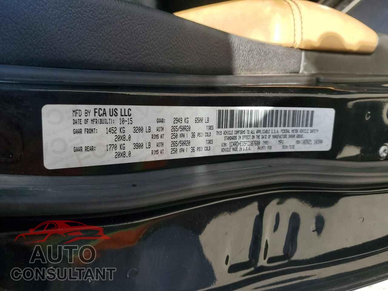 DODGE DURANGO 2015 - 1C4RDHEG5FC187680