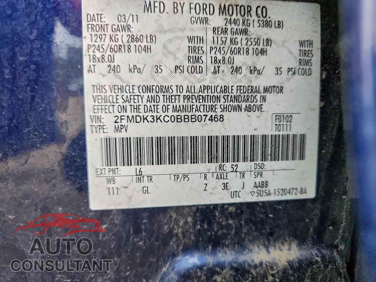 FORD EDGE 2011 - 2FMDK3KC0BBB07468