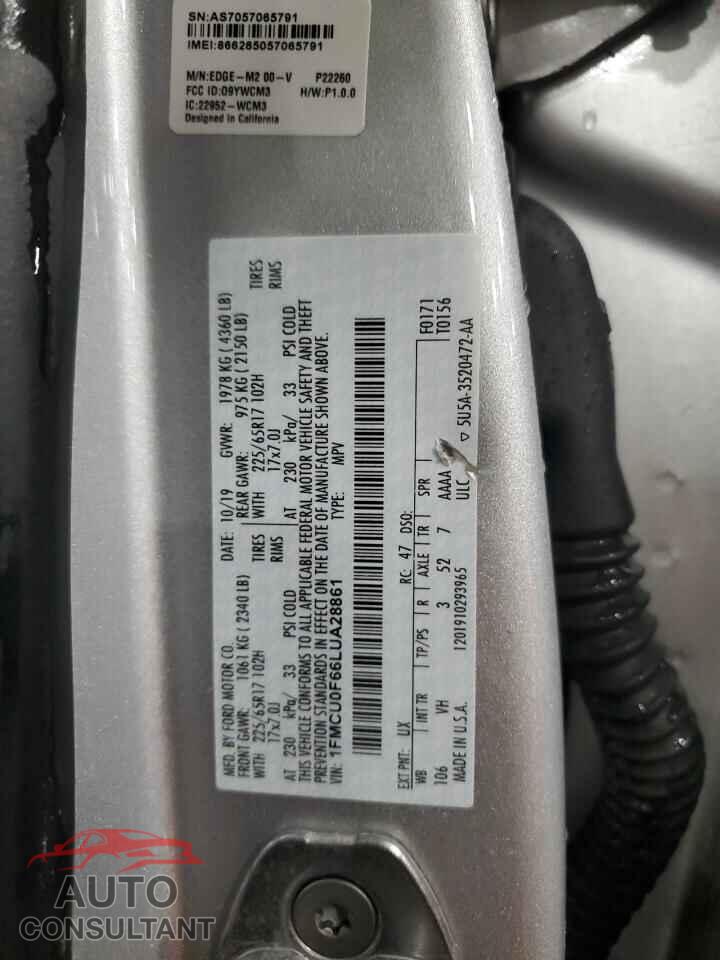 FORD ESCAPE 2020 - 1FMCU0F66LUA28861