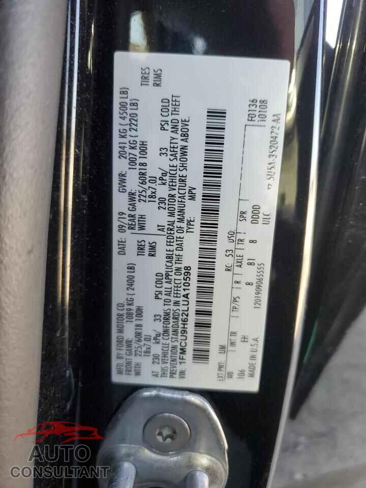 FORD ESCAPE 2020 - 1FMCU9H62LUA10598