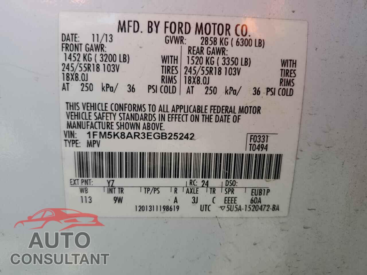 FORD EXPLORER 2014 - 1FM5K8AR3EGB25242