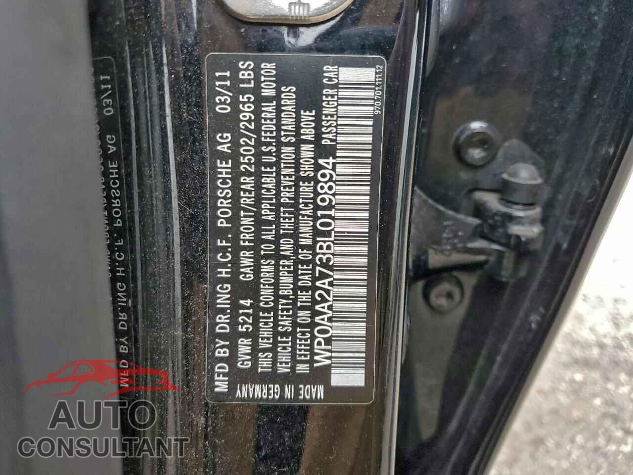 PORSCHE PANAMERA 2011 - WP0AA2A73BL019894