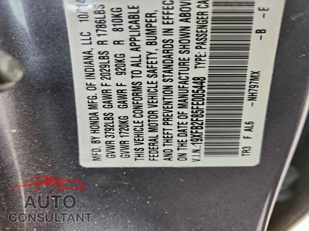 HONDA CIVIC 2015 - 19XFB2F85FE005448