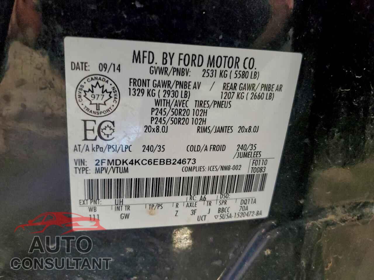 FORD EDGE 2014 - 2FMDK4KC6EBB24673