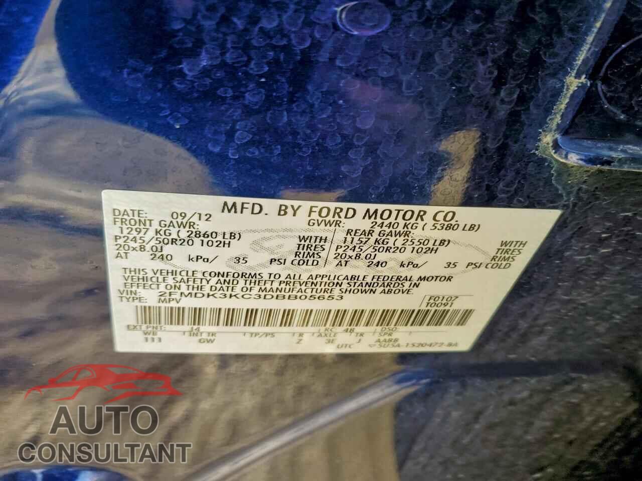 FORD EDGE 2013 - 2FMDK3KC3DBB05653