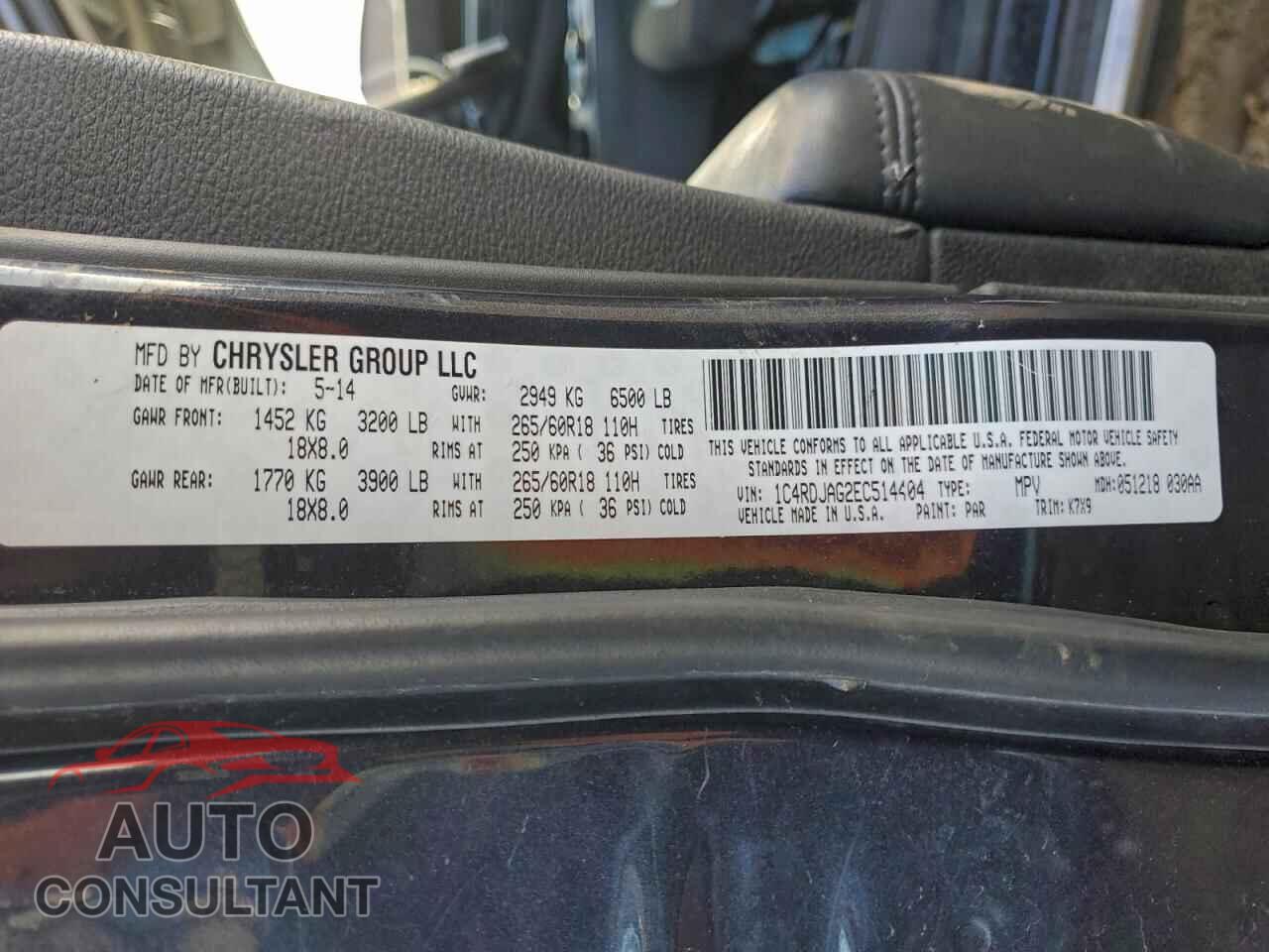 DODGE DURANGO 2014 - 1C4RDJAG2EC514404