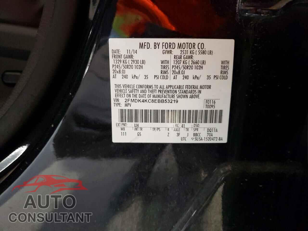 FORD EDGE 2014 - 2FMDK4KC8EBB53219