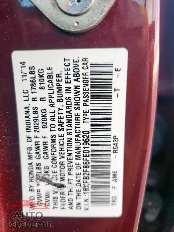 HONDA CIVIC 2015 - 19XFB2F86FE019620